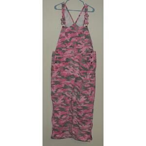 Roper Women’s Medium Insulated Bib Overalls Double Knee Pink Camo Zipper Legs